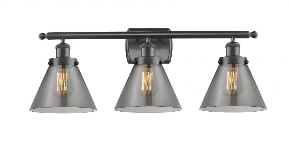 Cone - 3 Light - 28 inch - Matte Black - Bath Vanity Light