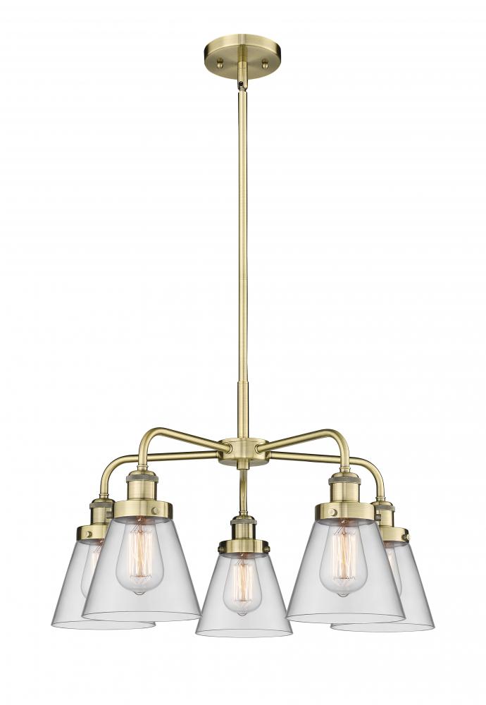 Cone - 5 Light - 25 inch - Antique Brass - Chandelier