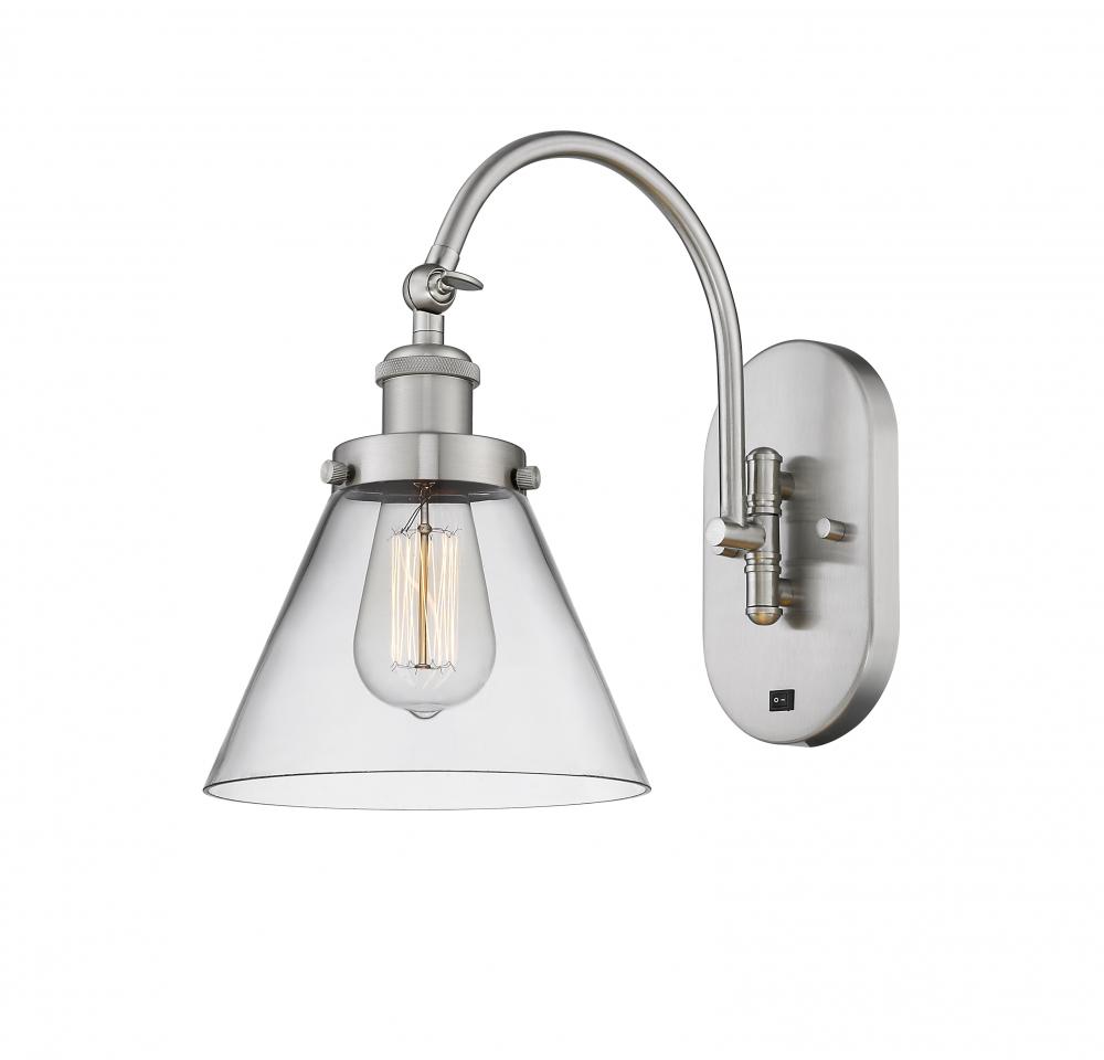 Cone - 1 Light - 8 inch - Brushed Satin Nickel - Adjustable Swing Arm