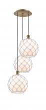 Innovations Lighting 113B-3P-AB-G121-10RW - Farmhouse Rope - 3 Light - 17 inch - Antique Brass - Cord Hung - Multi Pendant