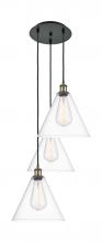 Innovations Lighting 113B-3P-BAB-GBC-122 - Berkshire - 3 Light - 19 inch - Black Antique Brass - Cord Hung - Multi Pendant