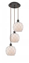 Innovations Lighting 113B-3P-OB-G121-8RW - Farmhouse Rope - 3 Light - 15 inch - Oil Rubbed Bronze - Cord Hung - Multi Pendant