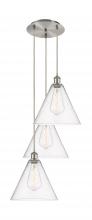 Innovations Lighting 113B-3P-SN-GBC-124 - Berkshire - 3 Light - 19 inch - Brushed Satin Nickel - Cord Hung - Multi Pendant