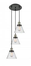 Innovations Lighting 113F-3P-BAB-G44 - Cone - 3 Light - 14 inch - Black Antique Brass - Cord hung - Multi Pendant