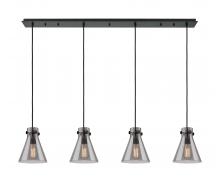 Innovations Lighting 124-410-1PS-BK-G411-8SM - Newton Cone - 4 Light - 52 inch - Matte Black - Linear Pendant