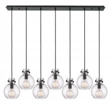 Innovations Lighting 127-410-1PS-BK-G410-8SDY - Newton Sphere - 7 Light - 52 inch - Matte Black - Cord hung - Linear Pendant