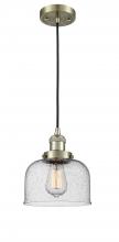 Innovations Lighting 201C-AB-G74 - Bell - 1 Light - 8 inch - Antique Brass - Cord hung - Mini Pendant