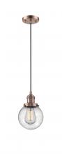 Innovations Lighting 201C-AC-G204-6 - Beacon - 1 Light - 6 inch - Antique Copper - Cord hung - Mini Pendant