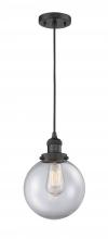 Innovations Lighting 201C-BK-G202-8 - Beacon - 1 Light - 8 inch - Matte Black - Cord hung - Mini Pendant