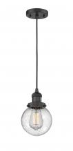 Innovations Lighting 201C-BK-G204-6 - Beacon - 1 Light - 6 inch - Matte Black - Cord hung - Mini Pendant