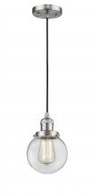 Innovations Lighting 201C-SN-G202-6 - Beacon - 1 Light - 6 inch - Brushed Satin Nickel - Cord hung - Mini Pendant