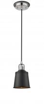 Innovations Lighting 201CBP-PNBK-M9-BK - Addison - 1 Light - 5 inch - Polished Nickel - Cord hung - Mini Pendant