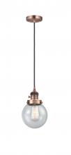 Innovations Lighting 201CSW-AC-G204-6 - Beacon - 1 Light - 6 inch - Antique Copper - Cord hung - Mini Pendant