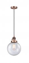 Innovations Lighting 201CSW-AC-G204-8 - Beacon - 1 Light - 8 inch - Antique Copper - Cord hung - Mini Pendant