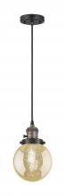 Innovations Lighting 201CSW-BAB-G208-6 - Beacon - 1 Light - 6 inch - Black Antique Brass - Cord hung - Mini Pendant