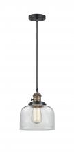 Innovations Lighting 201CSW-BAB-G72 - Bell - 1 Light - 8 inch - Black Antique Brass - Cord hung - Mini Pendant