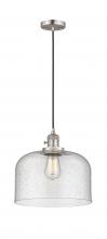 Innovations Lighting 201CSW-SN-G74-L-LED - Bell - 1 Light - 12 inch - Brushed Satin Nickel - Cord hung - Mini Pendant