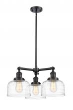 Innovations Lighting 207-BK-G713 - Bell - 3 Light - 22 inch - Matte Black - Stem Hung - Chandelier
