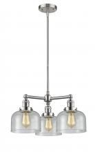 Innovations Lighting 207-SN-G74 - Bell - 3 Light - 22 inch - Brushed Satin Nickel - Stem Hung - Chandelier