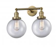 Innovations Lighting 208-BB-G202-8 - Beacon - 2 Light - 19 inch - Brushed Brass - Bath Vanity Light