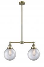 Innovations Lighting 209-AB-G202-8 - Beacon - 2 Light - 25 inch - Antique Brass - Stem Hung - Adjustable Island Light