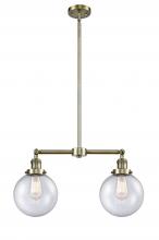 Innovations Lighting 209-AB-G204-8 - Beacon - 2 Light - 25 inch - Antique Brass - Stem Hung - Adjustable Island Light