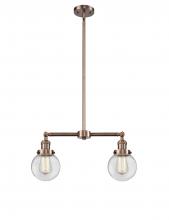Innovations Lighting 209-AC-G202-6 - Beacon - 2 Light - 23 inch - Antique Copper - Stem Hung - Adjustable Island Light