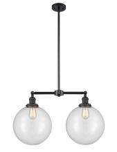 Innovations Lighting 209-BK-G202-12 - Beacon - 2 Light - 27 inch - Matte Black - Stem Hung - Island Light