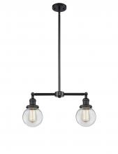 Innovations Lighting 209-BK-G202-6 - Beacon - 2 Light - 23 inch - Matte Black - Stem Hung - Adjustable Island Light