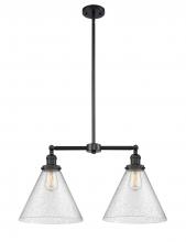 Innovations Lighting 209-BK-G44-L - Cone - 2 Light - 21 inch - Matte Black - Stem Hung - Island Light