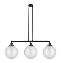 Innovations Lighting 213-BK-G202-12 - Beacon - 3 Light - 44 inch - Matte Black - Stem Hung - Adjustable Island Light
