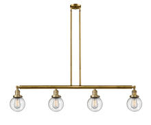 Innovations Lighting 214-BB-G204-6 - Beacon - 4 Light - 51 inch - Brushed Brass - Stem Hung - Adjustable Island Light