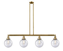 Innovations Lighting 214-BB-G204-8 - Beacon - 4 Light - 53 inch - Brushed Brass - Stem Hung - Adjustable Island Light