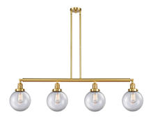 Innovations Lighting 214-SG-G202-8 - Beacon - 4 Light - 53 inch - Satin Gold - Stem Hung - Adjustable Island Light