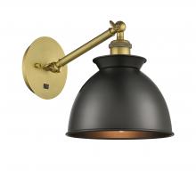 Innovations Lighting 317-1W-BB-M14-BK - Adirondack - 1 Light - 8 inch - Brushed Brass - Sconce