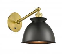 Innovations Lighting 317-1W-SG-M14-BK - Adirondack - 1 Light - 8 inch - Satin Gold - Sconce