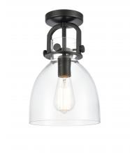 Innovations Lighting 410-1F-BK-G412-8CL - Newton Bell - 1 Light - 8 inch - Matte Black - Flush Mount