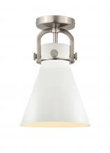 Innovations Lighting 410-1F-SN-M411-8W - Newton Cone - 1 Light - 8 inch - Satin Nickel - Flush Mount