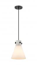 Innovations Lighting 410-1PS-BK-G411-8WH - Newton Cone - 1 Light - 8 inch - Matte Black - Cord hung - Pendant