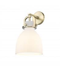 Innovations Lighting 410-1W-BB-G412-8WH - Newton Bell - 1 Light - 8 inch - Brushed Brass - Sconce