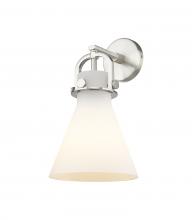 Innovations Lighting 410-1W-SN-G411-8WH - Newton Cone - 1 Light - 8 inch - Satin Nickel - Sconce