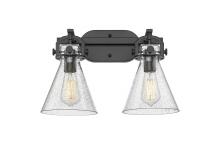 Innovations Lighting 410-2W-BK-G411-7SDY - Newton Cone - 2 Light - 17 inch - Matte Black - Bath Vanity Light