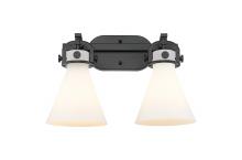 Innovations Lighting 410-2W-BK-G411-7WH - Newton Cone - 2 Light - 17 inch - Matte Black - Bath Vanity Light