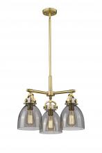 Innovations Lighting 410-3CR-BB-G412-7SM - Newton Bell - 3 Light - 21 inch - Brushed Brass - Pendant