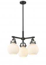 Innovations Lighting 410-3CR-BK-G410-7WH - Newton Sphere - 3 Light - 21 inch - Matte Black - Pendant