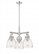 Innovations Lighting 410-3CR-PN-G412-7CL - Newton Bell - 3 Light - 21 inch - Polished Nickel - Pendant