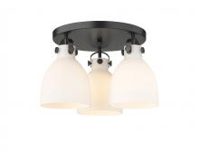 Innovations Lighting 410-3F-BK-G412-7WH - Newton Bell - 3 Light - 18 inch - Matte Black - Flush Mount