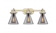 Innovations Lighting 410-3W-BB-G411-7SM - Newton Cone - 3 Light - 27 inch - Brushed Brass - Bath Vanity Light