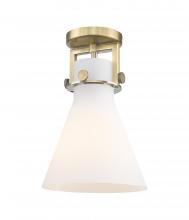 Innovations Lighting 411-1F-BB-G411-8WH - Newton Cone - 1 Light - 8 inch - Brushed Brass - Flush Mount