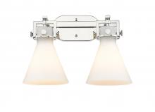 Innovations Lighting 411-2W-PN-G411-7WH - Newton Cone - 2 Light - 17 inch - Polished Nickel - Bath Vanity Light